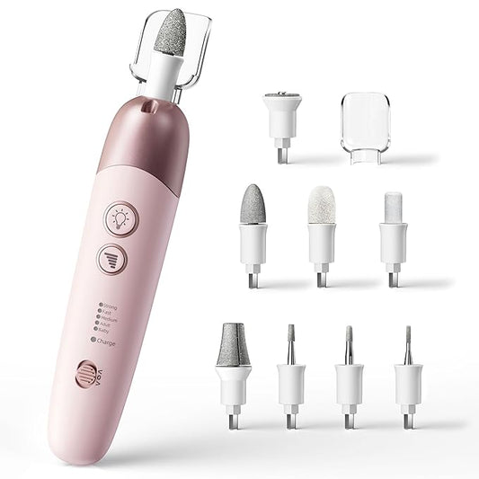 Cordless Electric Nail File Set, Portable Electric Nail Drill Machine, Professional Manicure Pedicure Kit, 5 Speeds Hand Foot Care Tool for Calluses, Thick Nails, Grind, Trim, Polish