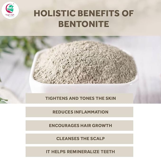 YOGI’S GIFT – Celebrating health Pure Natural Indian Healing Clay Powder 1 LB for facial mask Bentonite clay powder for skin Detox bath