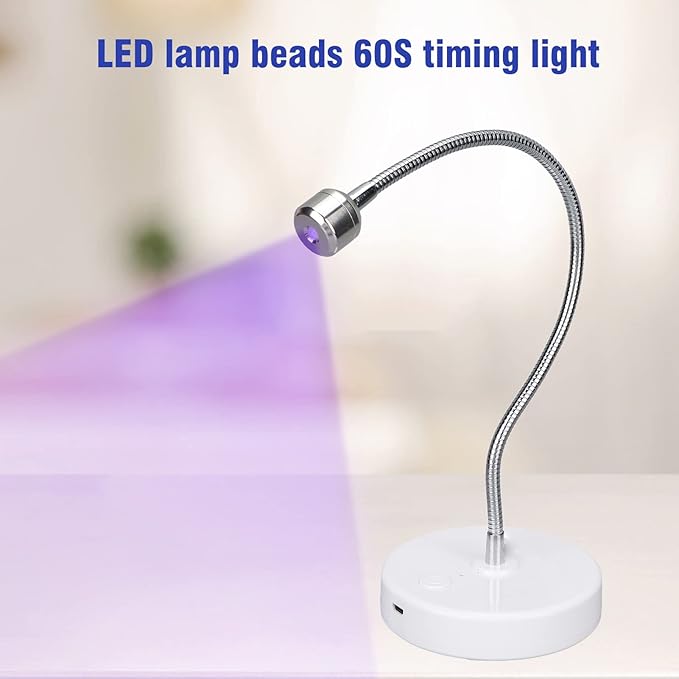 LED Nail Lamp, 3W Nail Dryer Lamp for Nails, Mini Gooseneck Nail Dryer Gel Nail Polish Curing LED Lamp Professional Nail Curing Machine, for DIY Nail Art