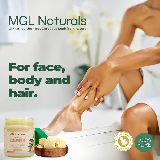 Raw African Shea Butter Ivory, 100% Pure, and Unrefined. Nourish and moisturize hair and skin. Use alone or DIY recipes. From Ghana, West Africa. 16oz in jar