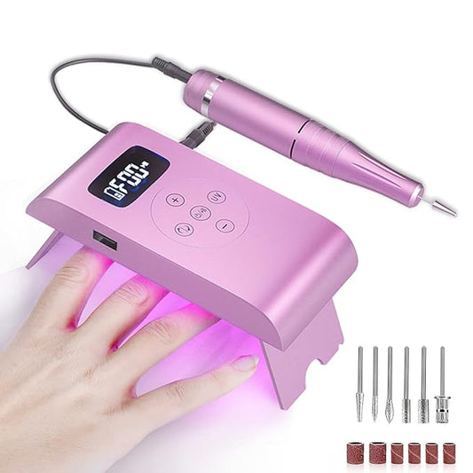 3 in 1 Portable Electric Nail Drill,Compact 35000 RPM Electrical Professional Nail File Kit, Nail Dryer UV Lamp Manicure for Acrylic, Gel Nails, Manicure Pedicure Polishing Shape Tools