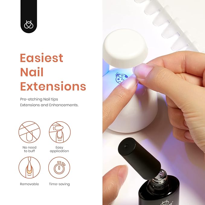 Beetles Gel Polish Nail Extension Kit,240 Pcs Pre Shaped Short Coffin Nail Tips Full Matte Gelly Tips&5 in 1 Nail Glue Base Coat Innovative Uv Led Lamp for DIY Easy Home Manicure Gift