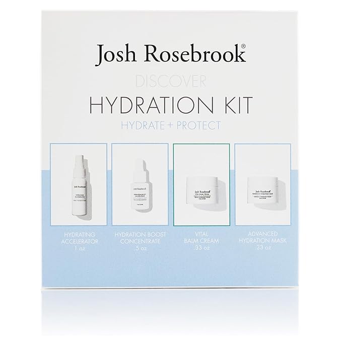 Josh Rosebrook Hydration Kit - Hydrate + Protect - Hydrating Accelerator 30mL, Hydration Boost Concentrate 15mL, Vital Balm Cream 10mL, Advanced Hydration Mask 10mL - Travel Size Skin Care Set