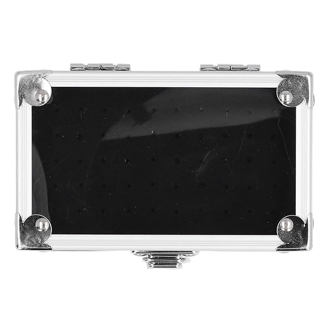 Nail Drill Bit Holder Storage Box, Multi Hole Nail Drill Bits Stand Displayer with Transparent Flip Cover, Nail Bits Organizers Container (Silver)