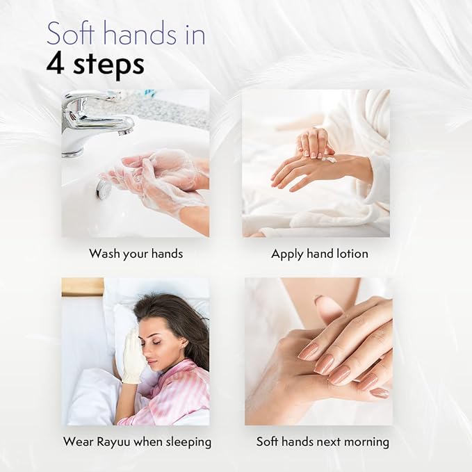 White Cotton Moisturizing Glove for Dry Hand Treatment, Nighttime Sleeping Gloves for Eczema, Dry Sensitive Irritated Skin, Hands SPA, Lightweight, Durable and Reusable, Mitten (M - 1 Pair)