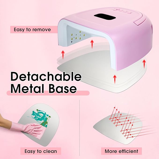 60W Rechargeable LED Nail Lamp, Cordless Gel Lamp with Portable Handle & 42pcs Lamp Beads, Automatic Sensor UV LED Nail Dryer, 4 Timers Professional UV Light for Gel Nails