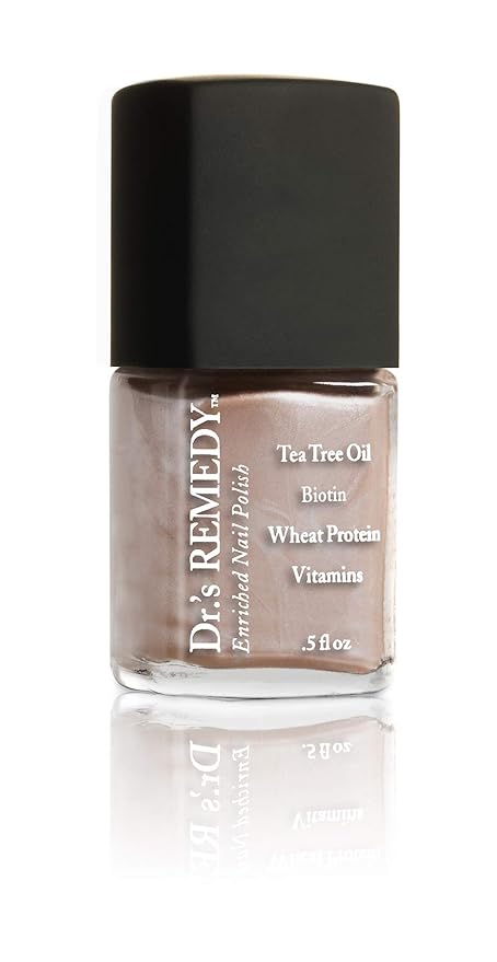 Dr.'s Remedy Enriched Nail Polish, Poised Pink Champagne with TOTAL Two-in-One Top and Base Coat Set 0.5 Fluid Oz Each