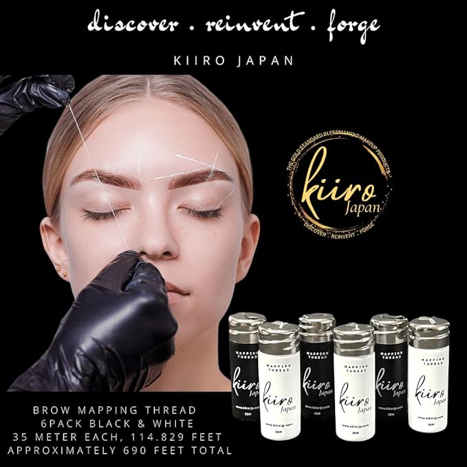 6PK Premium brow mapping string, Effortless eyebrow mapping. The perfect PMU Supplies and Microblading for your measuring tool kit. 688.9FT per 6 pack! (6 Pack 3WHT / 3BLK)