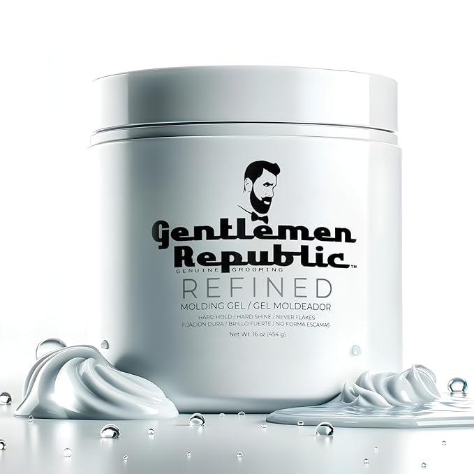 Gentlemen Republic 16oz Refined Hair Gel for Men - Premium Men's Hair Styling Product, 24 Hour High Hold & Shine. No Beeswax, Alcohol, or Parabens, Humidity Resistant