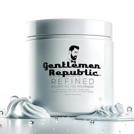 Gentlemen Republic 16oz Refined Hair Gel for Men - Premium Men's Hair Styling Product, 24 Hour High Hold & Shine. No Beeswax, Alcohol, or Parabens, Humidity Resistant