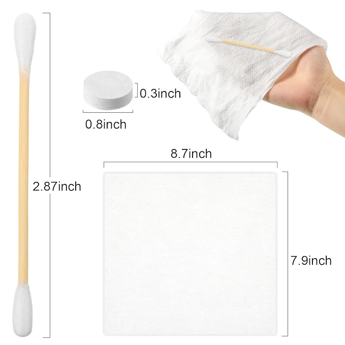 1000 Cotton Swabs Travel Size Individually Packaged Double Headed Cotton Swabs and 200 Compressed Towels Portable Disposable Mini Compressed Towels Suitable for Travel Hotel Makeup Care