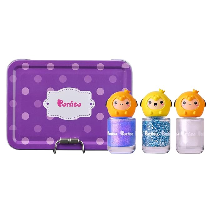 3-Color Nail Art kit non-toxic water-based peel-off kids nail polish gift set (Snow Cone)