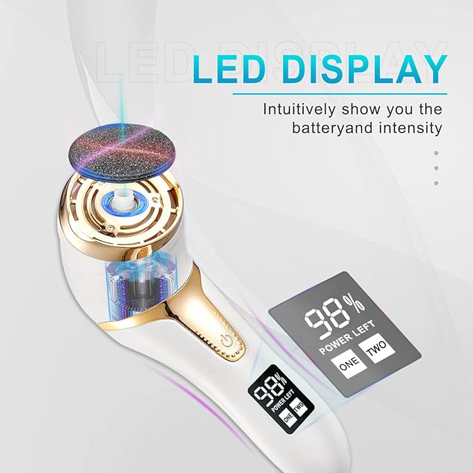 Electric Foot Callus Remover with Vacuum,AMPK Professional Pedicure Tools Kit Foot File Scraper,Waterproof Callus Remover Kit with 3Heads,2Speed,Battery Display for Callused Dead Hard Cracked Dry Skin