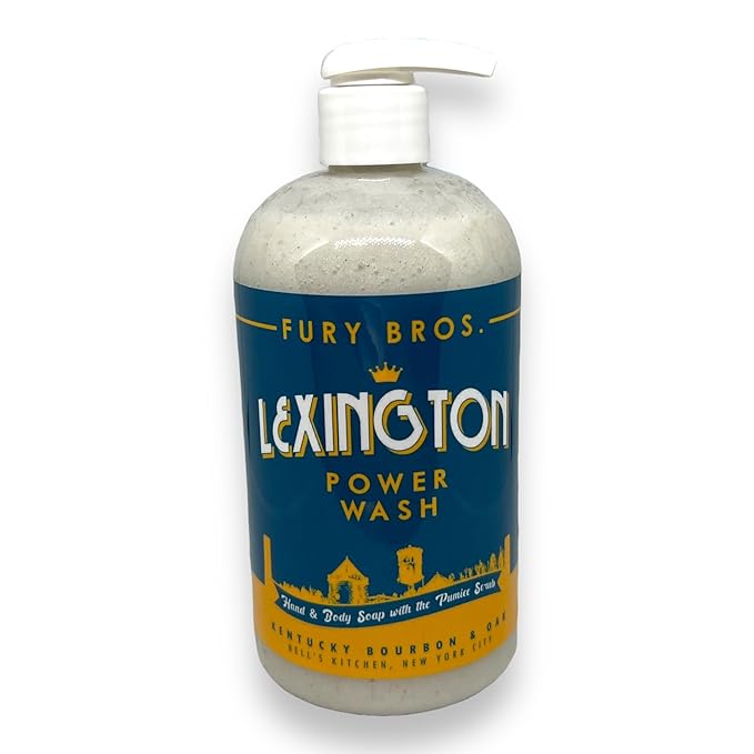 Premium Power Wash | Lexington | Kentucky Bourbon & Oak | Hand & Body Wash | Exfoliating Pumice | Moisturizing Aloe Vera | Highly Scented | Made in USA | 16 oz | Dad Men Bath