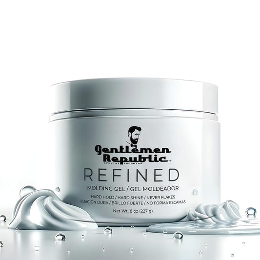 Gentlemen Republic 8oz Refined Hair Gel - Professional Formula for 24 Hour Shine and Hold, Humidity Resistant, 100% Alcohol-Free and Never Flakes, Made in the USA