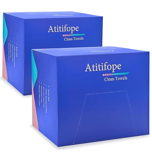 Disposable Face Towels Makeup Remover Wipes Super Soft and Thick 100% Biodegradable Dry Cleaning Cloths (100Count (2Boxes))