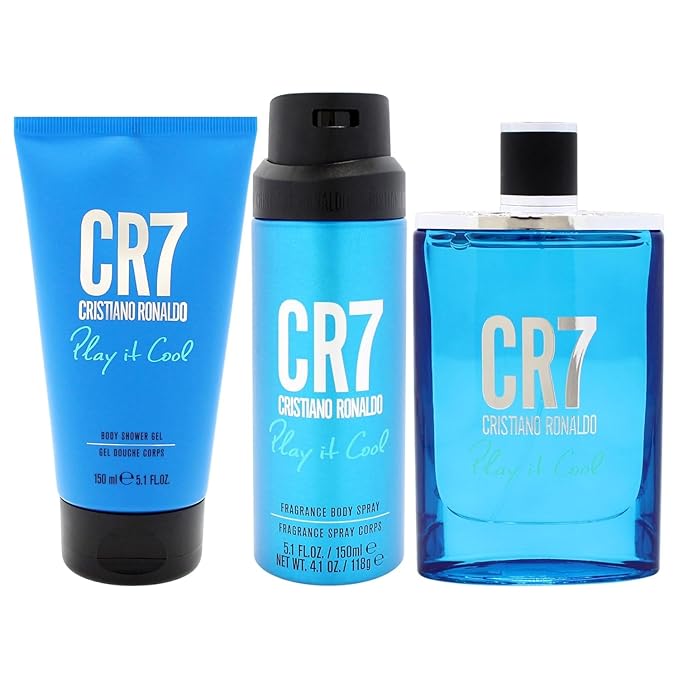 Cristiano Ronaldo Play It Cool for Men - 3 Pc Gift Set 3.4oz EDT Spray, 5.1oz Shower Gel, 4.1oz Body Spray