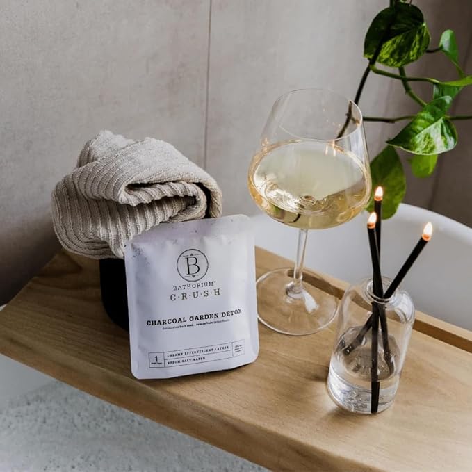 Bathorium Charcoal Garden Detox Crush, Purifying Bath Soak with Activated Charcoal & Eucalyptus, pH-Balanced, Herb-Scented Bath Soak, 5+ Baths, 21 oz