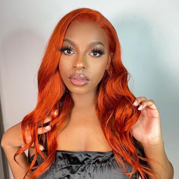 Remy Hair Orange Color Body Wave Bundle - 20 Inch Brazilian Virgin Human Hair Ginger Orange Hair Extension for Women