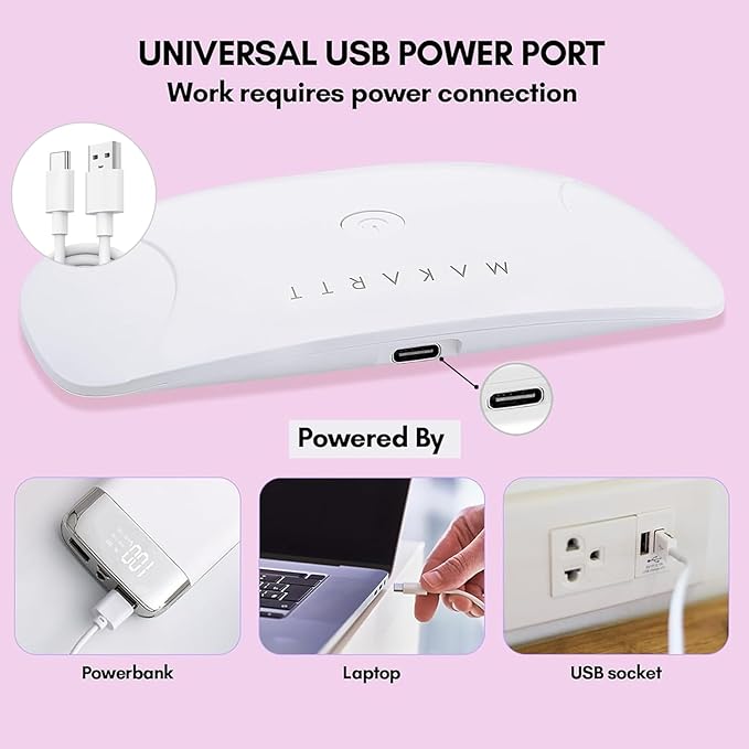 Makartt UV Nail Lamp, 8W Mini USB Portable LED Light for Gel Polish, Cure Dry with 60s 120s Timer Setting, Flash Curing Lamp for Art Salon, Home DIY