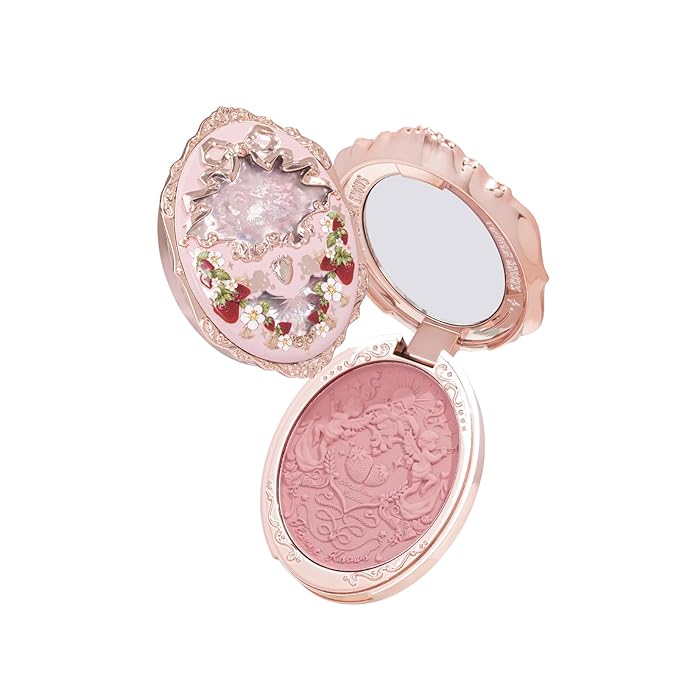 Flower Knows Strawberry Rococo Embossed Blush,Pink Matte Finish,Buildable & Blendable Makeup Blush for cheeks,Soft & Long-lasting for Girls & Women(03 Classic Ballet, 5g)
