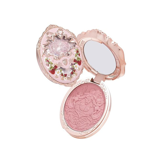 Flower Knows Strawberry Rococo Embossed Blush,Pink Matte Finish,Buildable & Blendable Makeup Blush for cheeks,Soft & Long-lasting for Girls & Women(03 Classic Ballet, 5g)