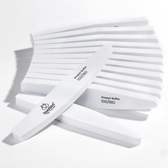 Beetles Nail File Nail Buffer, 52 pcs Sponge File and Buffers for Natural Nails, Double Sides Emery Boards for Nails, Nail Buffer and Shine Kit Nail Filer, 100/180 Grit Nail Files Fingernail Files