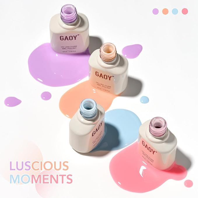 GAOY 23 Pcs Jelly Gel Nail Polish Kit, Transparent Pink Green Blue Purple Nude Colors UV Gel Polish Set with Glossy & Matte Top Coat and Base Coat for Nail Art DIY