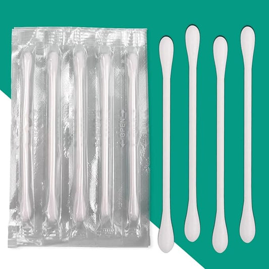 500 Pack Cotton Swabs, Individually Wrapped Cotton Swab, Individually Wrapped Double Tipped Paper Sticks for Ear, Make-up(Double Round End)