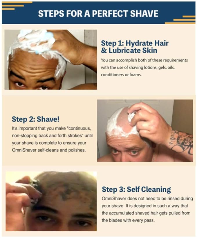 Classic Omnishaver - Black - The Fastest Way to Shave Head, Legs, Arms, Body | An Alternative to Disposable Shaving Razors Self Cleans & Strops During Use with Durable Blade | Bald Head Shaver for Men