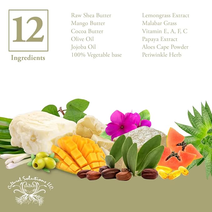 Yadain Lemongrass Extreme Body Butter | Whipped Shea Butter for Face and Body Moisturizing Natural Body Butter for Skin Detox, Cruelty-Free, 12oz