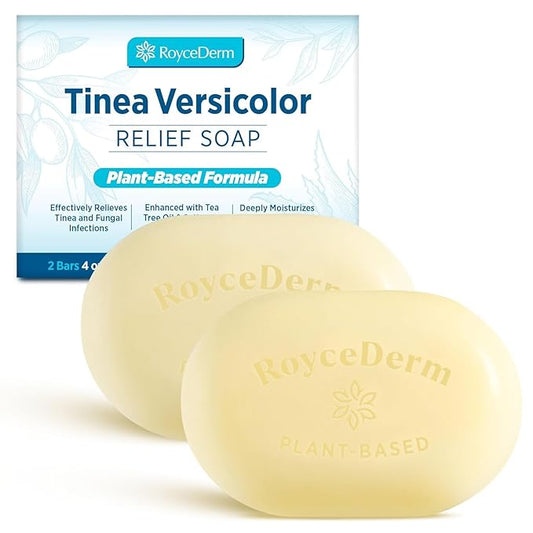 Roycederm Tinea Versicolor Relief Soap: Tea Tree Oil & Sulfur Cleansing Bar, Soothes Irritation, Hydrates & Supports Skin Health