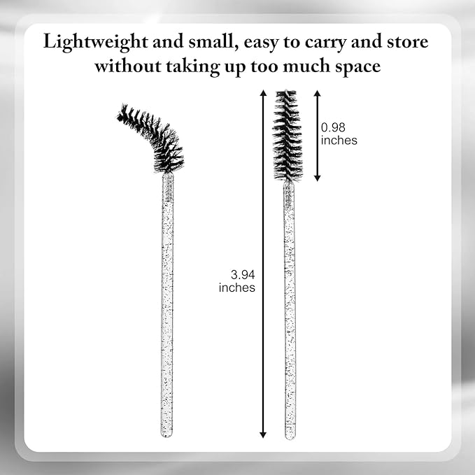 Skylety 1000 Pcs Disposable Mascara Wands Bulk Mascara Eyelash Brush Spoolies Makeup Applicator Eyelash Wands for Eye Lash Extension, Eyebrow Comb, 3.9 x 0.2 x 0.3 Inch (Black,Glitter)