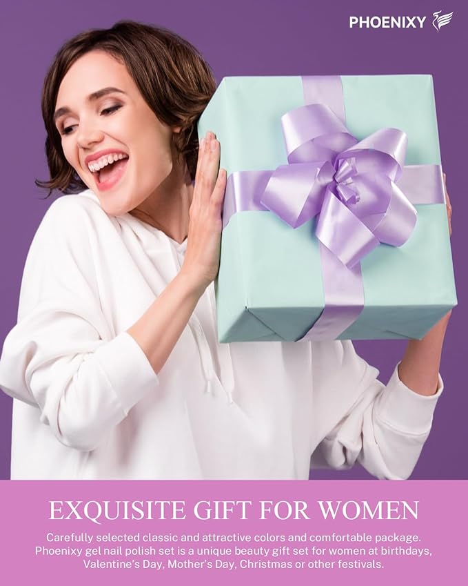 PHOENIXY 47 PCS Gel Nail Polish Kit with U V Light 48W, 26 Classic Colors Gel Nail Polish Set with 4 Bottle Base Top Coat Nail Art Decorations Manicure Tools DIY Salon Home Gifts For Women SS9026