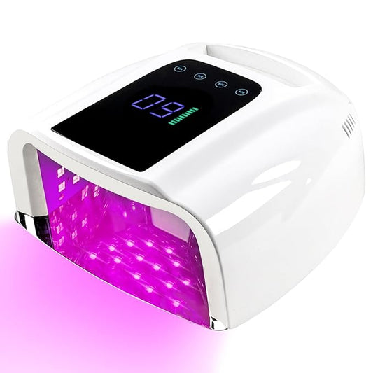 96W Rechargeable UV LED Nail Lamp, Portable Cordless UV Light for Nails with LCD Display Auto Sensor, 4 Timer Setting and Smart Sensor Nail Dryer,Nail Cure Light with Removable Bottom(White)