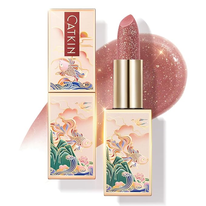 CATKIN Tinted Lip Balm Glitter Lip Stain Ultra Hydrating Lip Moistrurizer Chapstick with Vitamin E Nourishing For Cracked & Dry Lips 0.12 oz C15 Destiny - Wine Red