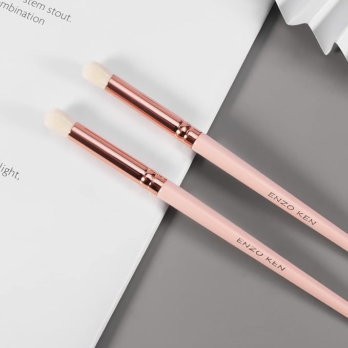 Natural Goat Hair Eyeshadow Brush, ENZO KEN Small Blending Eye Shadow Brush, Eye Shadow Blending Brush, Eye Blending Brush, Nose Contour Brush, Single Natural Hair Makeup Brush, Eye Brush. Pink, E404M