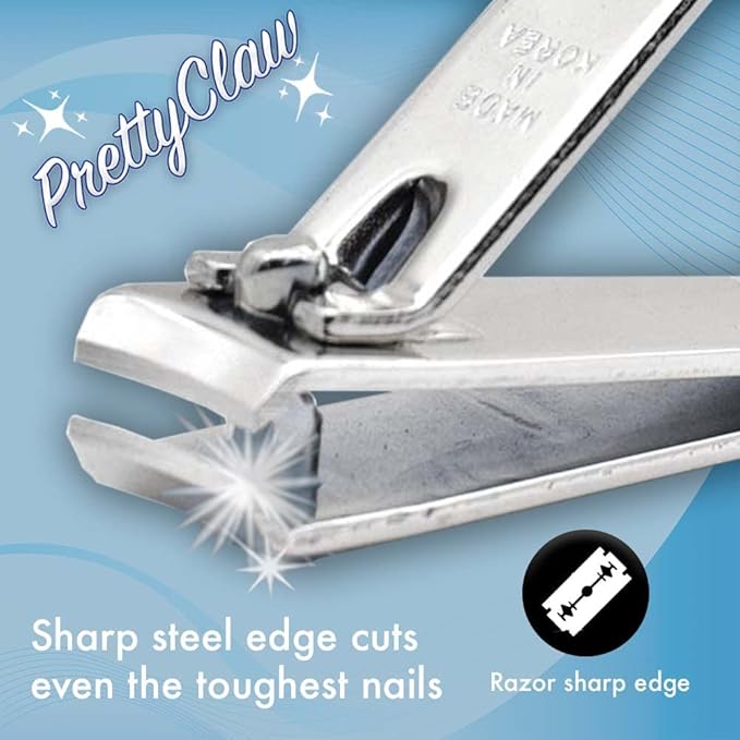 PrettyClaw | Nail Clipper Sharp Edge Finger Toe Nail Cutter Nail Trimmer Stainless Steel (Curve Edge (10 Pieces))