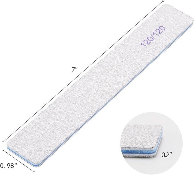 25 Pieces 120 Grit Rectangle Nail Files for Acrylic Nails and Natural Nails, Reusable Nail Buffers Double Sided Emery Boards Manicure Tools