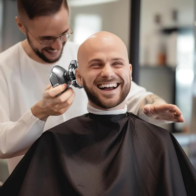Detachable Head Shavers, SHPAVVER 5 in 1 Electric Razor IPX7 Waterproof for Bald Men, Wet Dry LED Display Rechargeable 7D Rotary Shaver Grooming Kit with Type C Charge A，Bright Silver