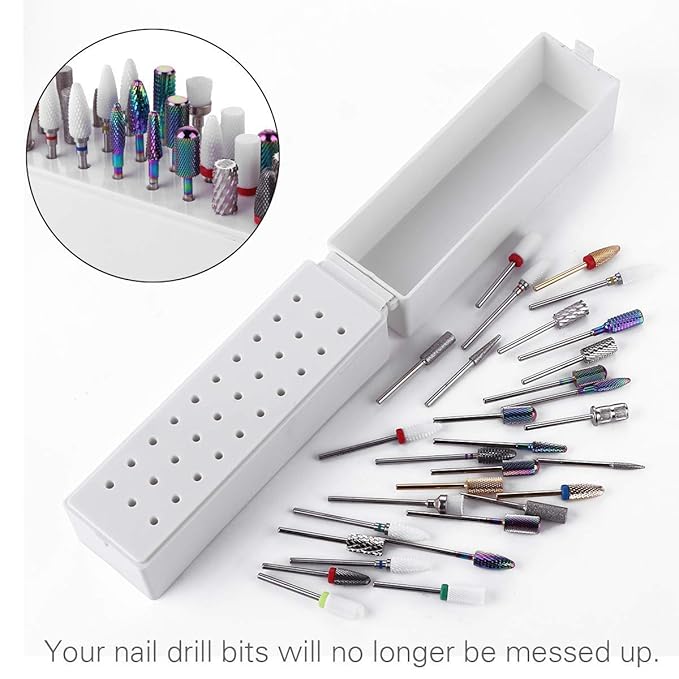 Makartt Geneviere Electric Nail Drill Machine with Nail Drill Bits Holder Dustproof Stand Bundle
