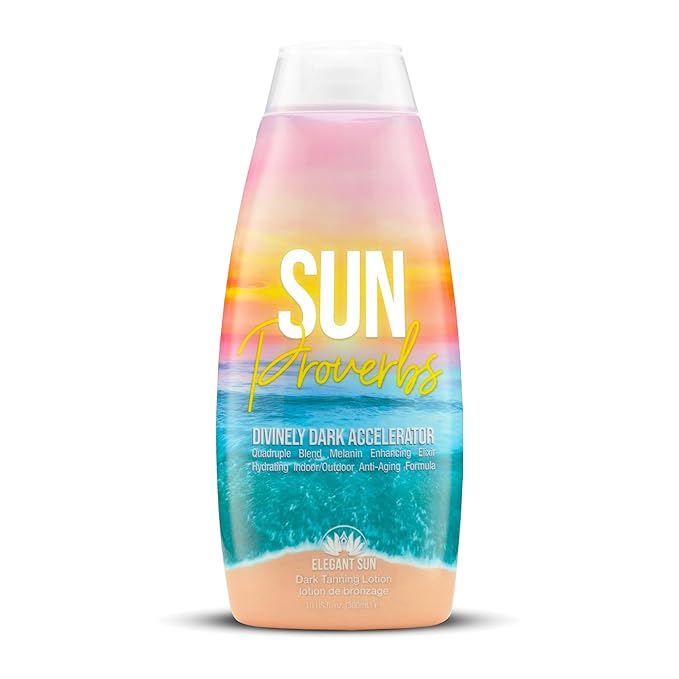Sun Proverbs, Tanning Bed Lotion, Dark Tan Accelerator, Indoor Outdoor Sun Bathing White Lotion without DHA, Bronzer-Free, Natural Bronzing for Men or Women by Elegant Sun
