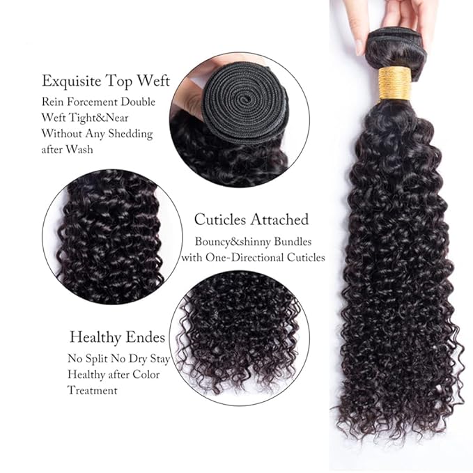 Color 1B Human Hair Bundles Deep Wave Bundles Natural Color Human Hair Loose Deep Water Wave Brazilian Weave Extensions Soft and Silky for Women 20 22 24 Inch