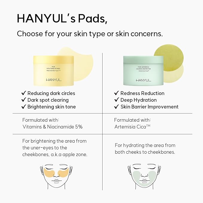 HANYUL Pure Artemisia (Mugwort) Calming Toner Pads | Deep Moisturizing and Quick Soothing, Herb Extracts with CICA, Korean Pre-Makeup Skincare, Redness Relief Masks, 60 Sheets, 5.74 Fl Oz