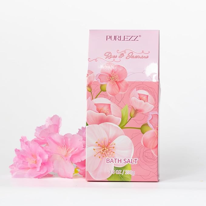 Rose & Jasmine Floral Luxury Bath & Body Gifts - Spa Basket with Body Lotion, Soy Candle - Home Bath Gift Set for Women