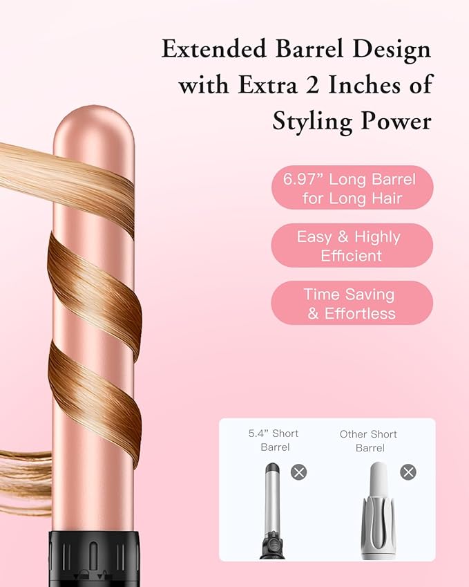 Long Barrel Curling Iron Wand Set, BESTOPE PRO 6 in 1 Curling Wand Set with Ceramic Barrel for Long/Medium Hair, 0.35"-1.25" Interchangeable Hair Wand Curler, Dual Voltage, Include Glove & Clips