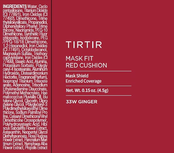 TIRTIR Mask Fit Red Cushion Foundation | Full coverage, Weightless, Skin fit, Satin Glow Finish, Korean Makeup Cushion Foundation (#33W Ginger, 0.63 Fl Oz)