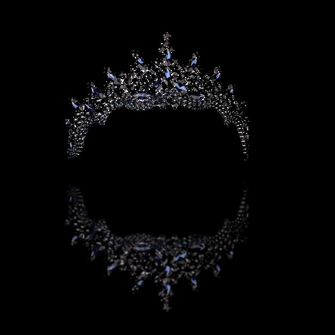LIMELIA Women's Tiara for Henna Wedding Party|Glitter Hair Accessories for Bridal Birthday Pageant Prom Halloween Cos-play Christmas Party|Dence-Navy Blue