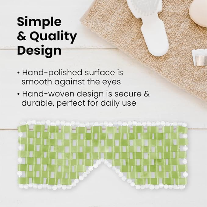 Lindo Jade Eye Mask - Facial Sleep Eye Mask, Handcrafted 100% Natural Jade Stone, Hot & Cold Therapy, Naturally Cooling, Soothing & Depuffing, Anti-Aging Skincare
