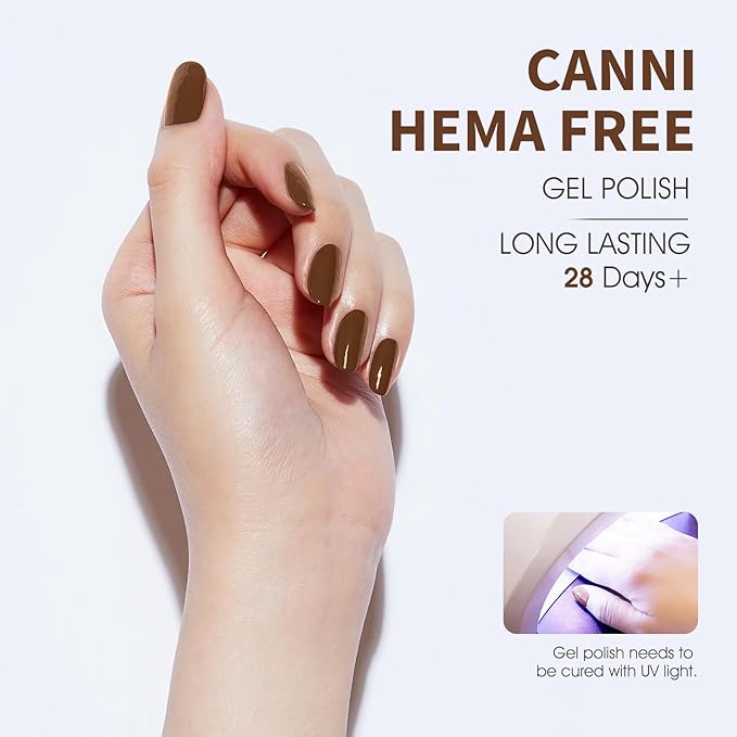 CANNI 6 Colors 9 ML Hema-Free Dark Brown Gel Nail Polish Set, Chocolate Brown Nude Fall Gel Polish Kit, Soak Off LED Nail Gel Manicure Kit DIY at Home Salon Gifts